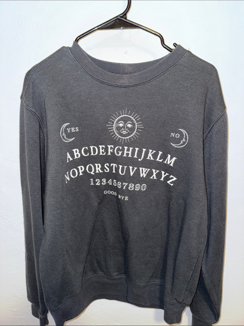 Black Long Sleeve Tee with Ouija Print - Women
